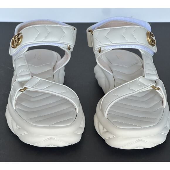 Gucci GG Quilted Open Toe Women’s White Leather Sandals 10 US (40 Eu) 776936 NIB - Picture 4 of 16